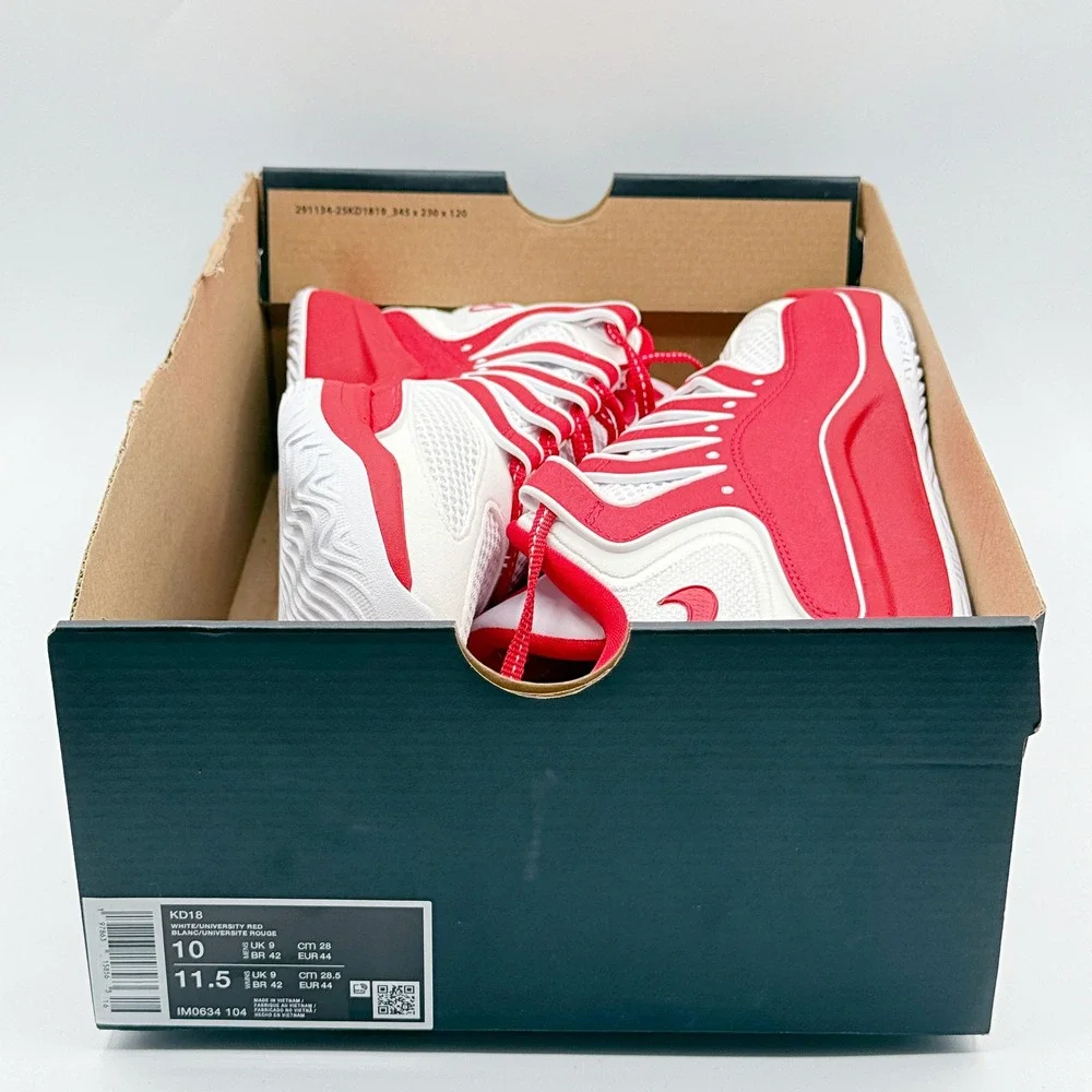 Nike KD18 White Red IM0634-104 / Size 10 Mens